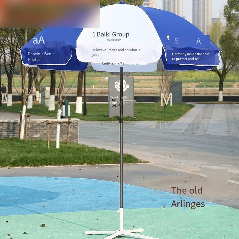 Outdoor Sunshade Umbrella Large Outdoor Commercial Stall Umbrella Advertising Umbrella 2 M Blue And White Three Layer Frame Without Base