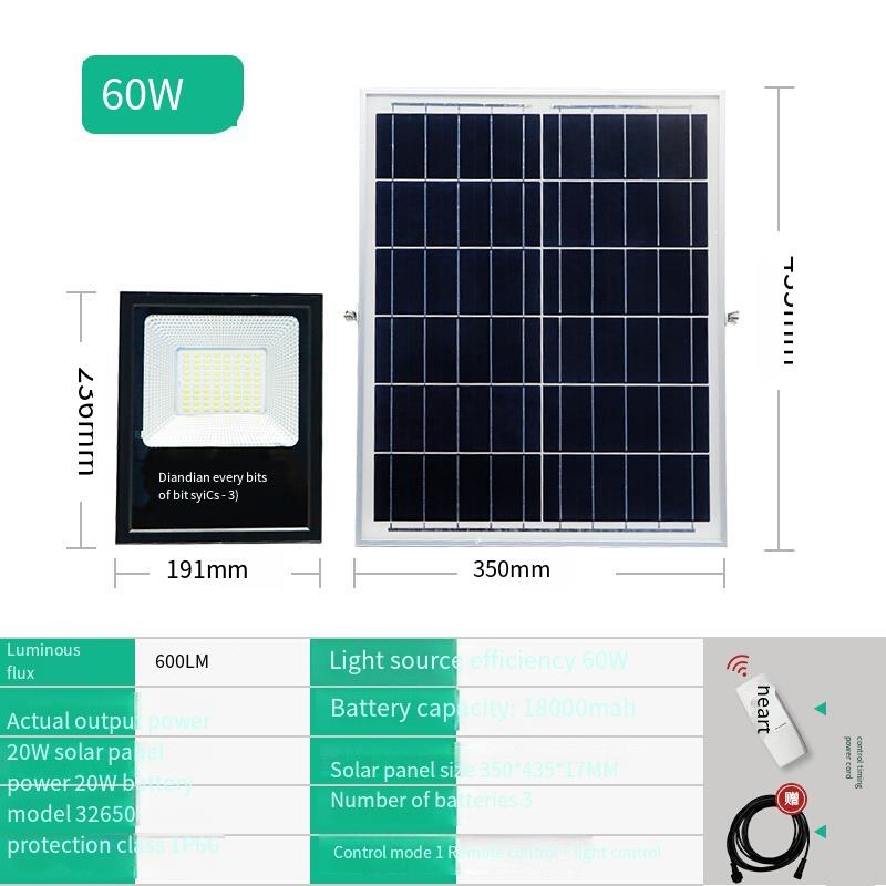 Solar Lamp Outdoor Street Lamp Household Waterproof New Rural Indoor And Outdoor High-power Lamp Super Bright LED Projection Lamp 60w