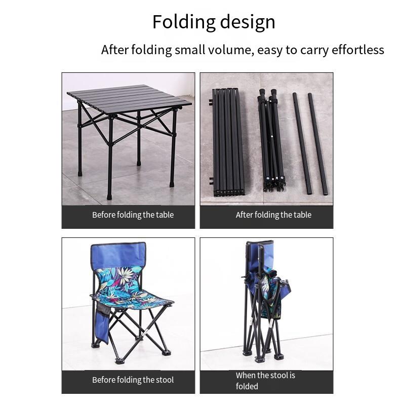 Outdoor Folding Table And Chair Set Courtyard Balcony Outdoor Table Portable Barbecue Advertising Stall Five Piece Set Of Tables And Chairs