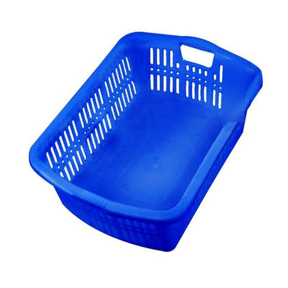 Пластиковая корзина синяя 570*415*180 мм, синяя корзина для хранения в ванной комнате для полки