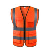 10 Pieces Reflective Vest Traffic Protection Reflective Vest Warning Clothing Construction Road Maintenance Reflective Vest Orange Multi Pocket
