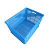 Обработка синей прямоугольной пластиковой коробки с пластиковой рамкой, устойчивой к падению и давлению, оборачиваемой коробки синего цвета