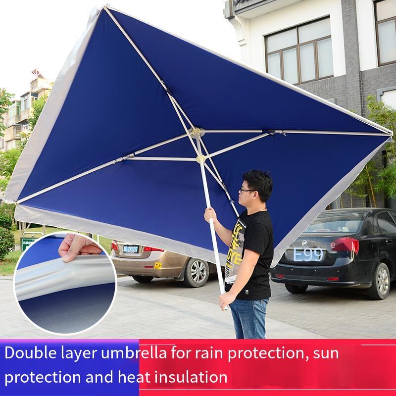 Outdoor Sunshade Umbrella Super Large Square Rectangular Rain Proof And Sun Proof Folded Royal Blue 2.0 * 2.0 Double Silver Glue [double Cloth] Full Wear