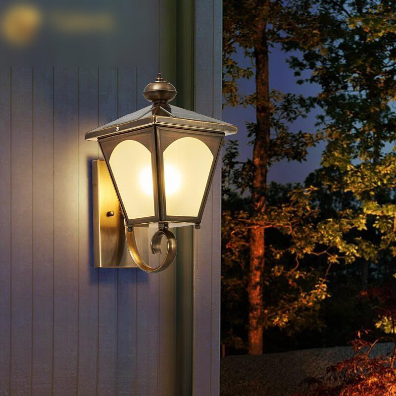 Modern Simple All Copper Solar Wall Lamp Atmosphere Villa Front Lamp Courtyard Aisle Balcony Lamp Solar Mains Solar Wall Lamp Bronze