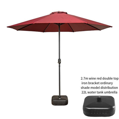 Зонт от солнца для улицы, прямой столб, центральная колонна, навес для зонта во дворе, для отдыха на пляже, железный столб 2,7 м до обычного винно-красного цвета (с сиденьем для зонта)