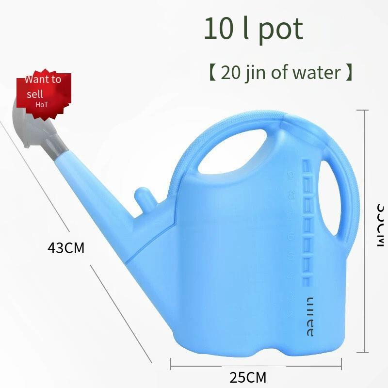6 Pieces Watering Bucket Thickened Watering Pot Large Watering Spray Pot Long Nozzle Watering Pot Household Sprinkler Pot 10 Liters Blue