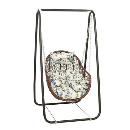Подвесная корзина, стул из ротанга, одиночные детские качели, домашняя и наружная качалка для балкона, орхидея, птичье гнездо, кресло-качалка Tesiyou, усиленный белый (с подушкой + ковром)
