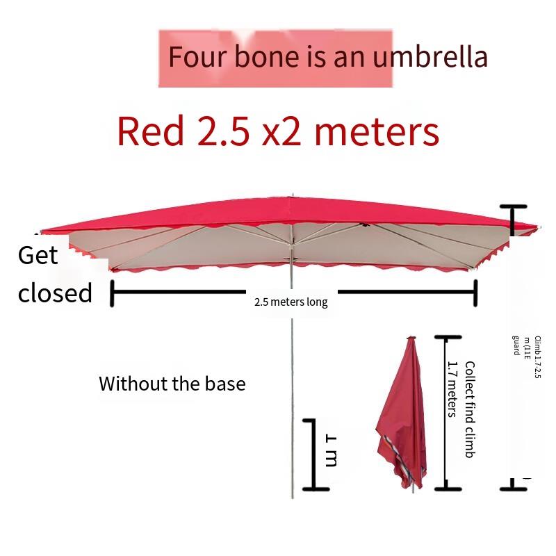 Beach Umbrella Sunshade Large Outdoor Stall Commercial Canopy Rectangular Square Large Folding Stall Umbrella Red