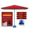 Sun Umbrella Outdoor Stall Sunshade Large Commercial Courtyard Business Super Large Square Rectangle Red 2.0 * 2.0 (with Base)