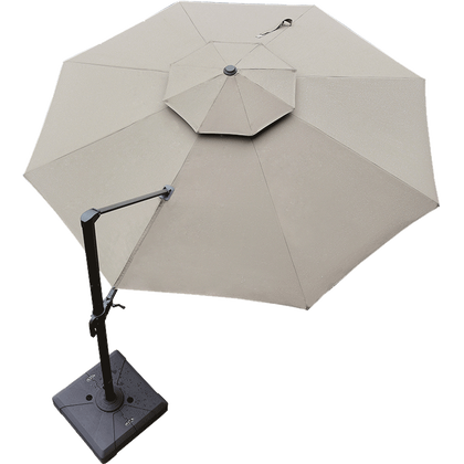 Зонт для улицы Зонт с навесом Зонт для улицы Хаки Очень большой, толстый, круглый, 3,5 м [с мраморным вращающимся основанием весом 100 кг]