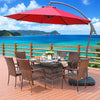 Outdoor Table And Chair Rattan Chair Outdoor Leisure Balcony Table And Chair Outdoor Furniture 6 Chairs + 1 Luxury Table (1.5 * 0.9m)