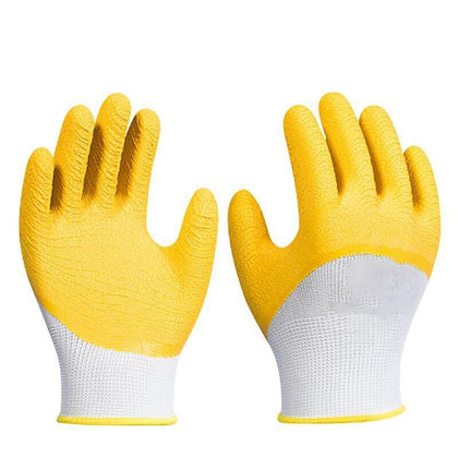 12 пар нитриловых желтых защитных перчаток свободного размера из полиуретана, латексные перчатки против морщин, строительные защитные перчатки