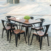 Комбинированный стол и стул для улицы, кафе, балкон, сад, пластиковый деревянный стол и стул, защита от коррозии и солнца, один стол и шесть стульев