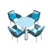 Комбинация пластикового деревянного балконного стола и стула для улицы, стола для отдыха во дворе и стула, стул с веревочной спинкой (прямой) * 4 + пластиковое дерево