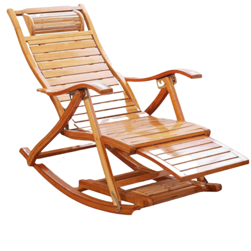 Reclining Chair Rocking Chair Folding Chair Lunch Break Afternoon Couch Bamboo Rocking Chair Adult Leisure Chair Household Elderly Balcony Chair Solid Wood Armchair