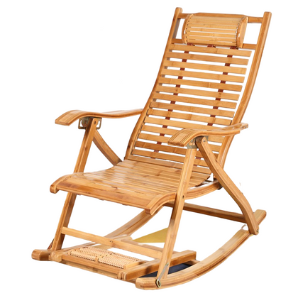 Бамбуковое кресло-качалка, кресло с откидной спинкой, кресло для ленивого обеда, семейный стул, бутик, мягкое кресло-качалка + тканевая подушка