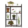 Florist Flower Rack Solid Wood Iron Art Living Room Multi-layer Floor Rack (black Frame + Carbonized Color) 100 * 30 * 107