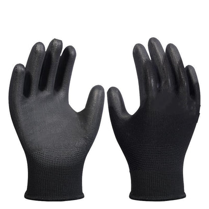 12 пар нитриловых черных защитных перчаток свободного размера из искусственной кожи, перчатки с покрытием, антистатические противоскользящие строительные защитные перчатки