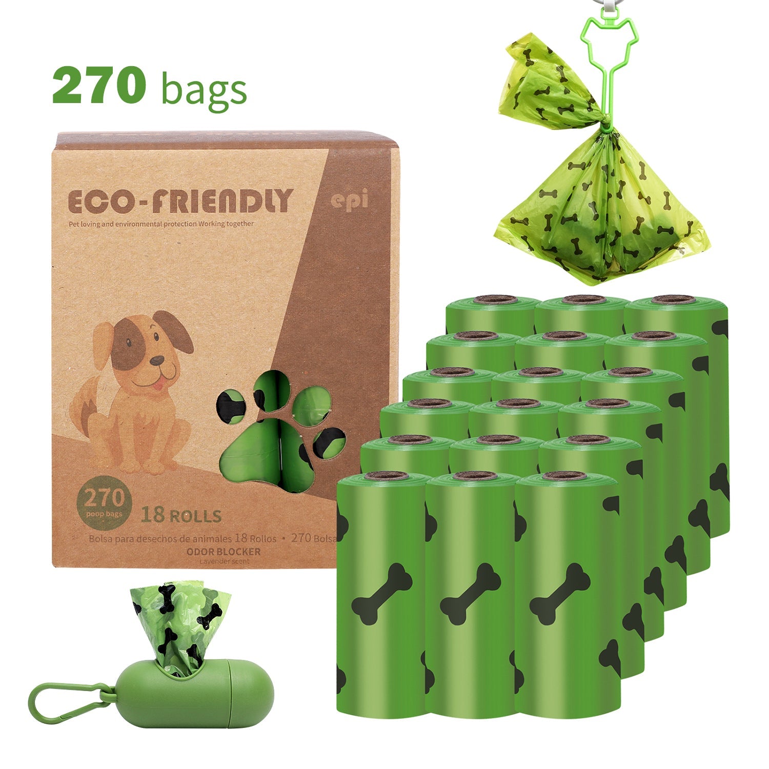 Dog Poop Bags Biodegradable Pets Waste Bag with Dispenser and Leash Clip for Dog Extra Thick 100% Leak Proof Bag 9