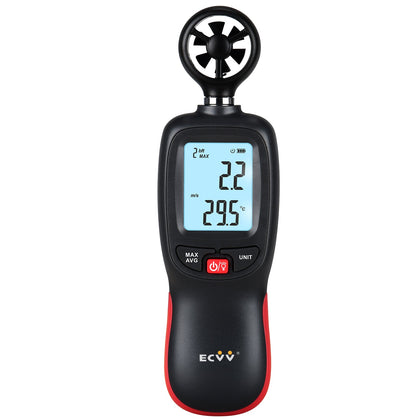 ECVV Ручной мини-анемометр Цифровой измеритель скорости ветра Тестер температуры ветра ЖК-дисплей Измеритель скорости воздушного потока для измерения скорости ветра, температуры