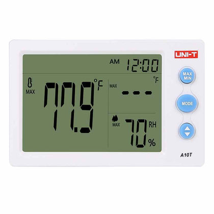 UNI-T цифровой ЖК-термометр, измеритель влажности, часы, гигрометр, тестер метеостанций с функцией будильника A10T