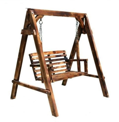 Открытый стул-качалка из массива дерева, карбонизированная древесина, качели, подвесной стул, садовый балкон, двойной стол для отдыха, антикоррозийное дерево, глубоко карбонизированный ленточный потолок