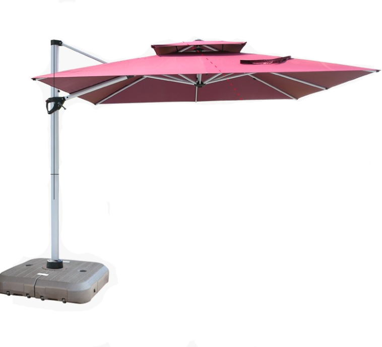 Outdoor Courtyard Table And Chair Sunshade Umbrella Large Terrace Villa Garden Square Leisure Combination Luxury 3.5m Square + 180kg Base
