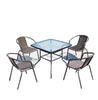 Plain Red Outdoor Table And Chair With Umbrella Imitation Rattan Chair Three Piece Leisure Balcony Small Tea Table Iron Garden 4 Chairs + 80cm Water Pattern Square Table (default No Hole)