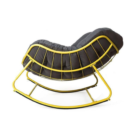 Кресло-качалка для балкона, домашнее кресло для сна, для гостиной, простое кресло для отдыха, ленивый стул, черный с подушкой