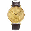 Мужские часы CHIYODA, швейцарские кварцевые наручные часы с кожаным ремешком, позолота 24 карата с резьбой в виде карты и узора орла