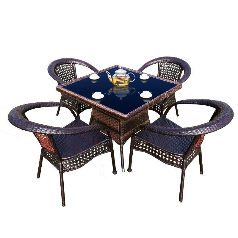 Rattan Armchair 4 + 90 Rattan Round Table 1 Outdoor Balcony Table And Chair Furniture Courtyard Leisure Rattan Chair Outdoor Rattan Table And Chair Tea Table Combination Barbecue Table And Chair Furniture