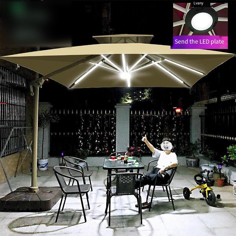 Outdoor Sunshade Courtyard Balcony Sun Umbrella Stalls Roman Solar Umbrella With LED Lights Large Outdoor Umbrella Light Bar Square 2.5m