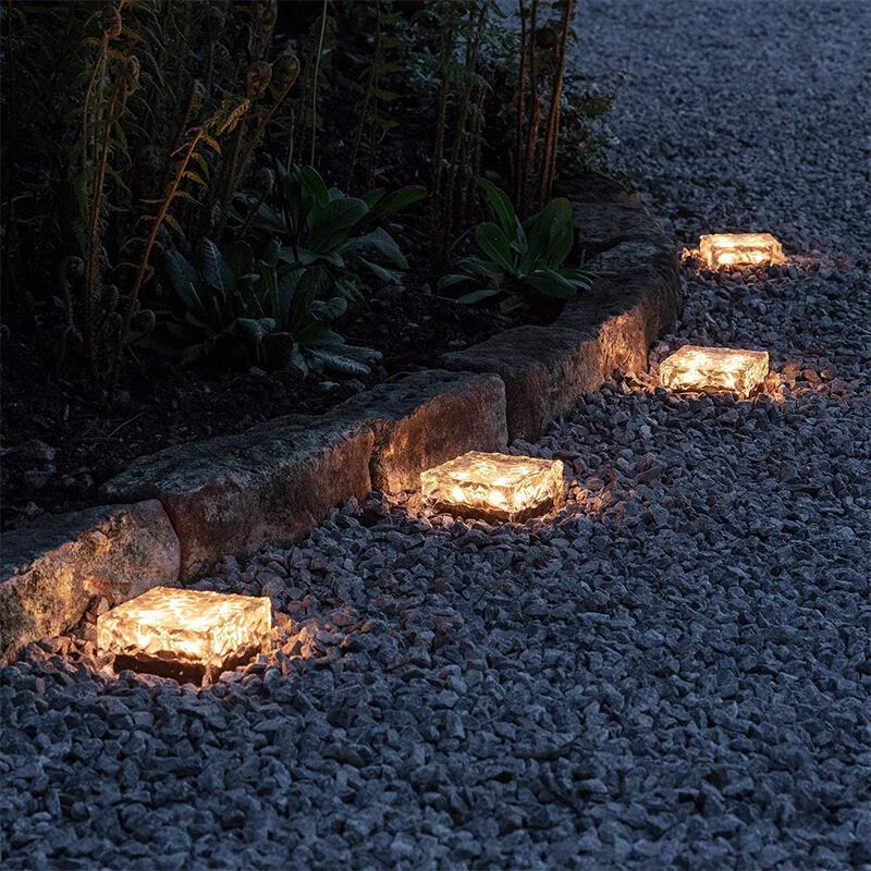 Solar Buried Lamp LED Outdoor Courtyard Villa Garden Landscape Lawn Staircase Balcony Decorative Buried Lamp 4 Sets Large Warm Light Solar Buried Lamp
