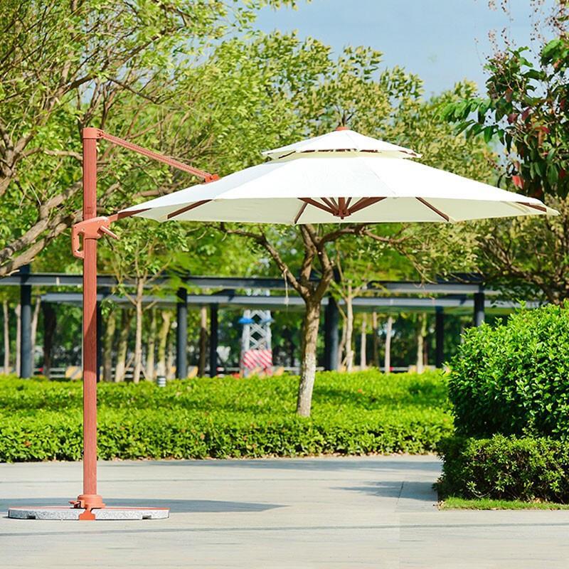 Outdoor Sunshade Imitation Wood Grain Courtyard Sunshade Folding Roman Umbrella Terrace Garden Umbrella 3m Square Boundless