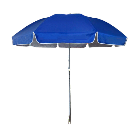 Зонт от солнца 2,4 м с серебряным покрытием Синий солнцезащитный козырек с серебряным покрытием 2,4 м для улицы Крупномасштабный рекламный выставочный киоск Телескопический рыболовный зонт