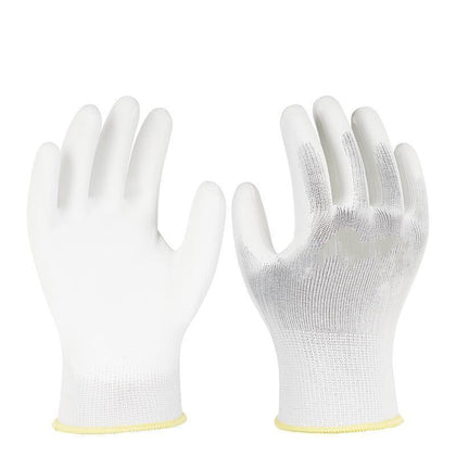 12 пар белых нитриловых полиуретановых защитных перчаток свободного размера, противоскользящие, износостойкие, дышащие и строительные защитные перчатки