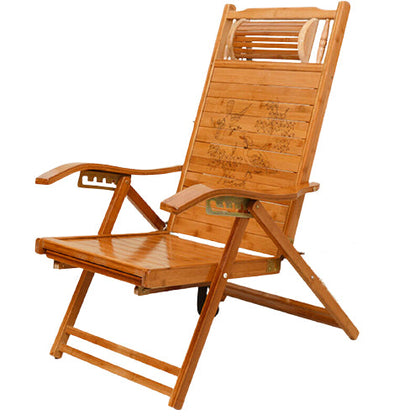 Бамбуковый стул с откидной спинкой, складной стул, кресло-качалка для пожилых людей, балкон, крутой стул, стул из ротанга, складной стул для отдыха, обеденный перерыв, сон для отдыха