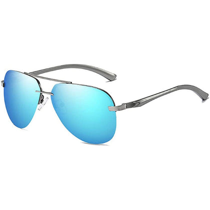 NALANDA Синие поляризованные солнцезащитные очки-авиаторы UV400 с зеркальными линзами, металлическая оправа, мужские женские очки с двойными мостами для путешествий на открытом воздухе, вождения, повседневного использования