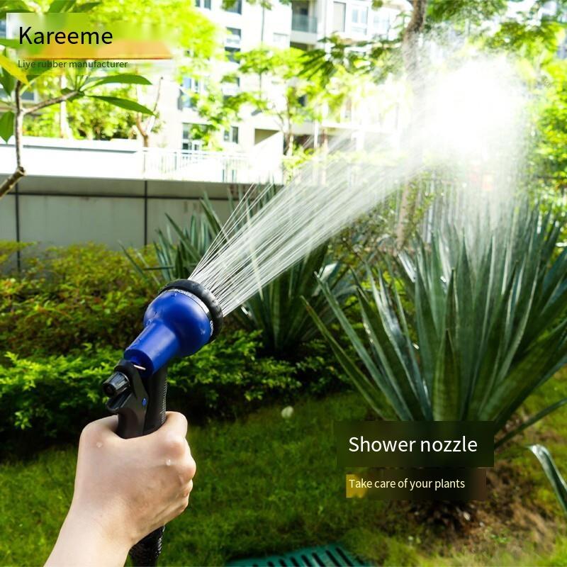 Household High-pressure Car Washing Water Gun Artifact Latex Water Pipe Flower Watering Tool Garden Hose Car Washing Tool 15m Kit (5m Before Water Injection)