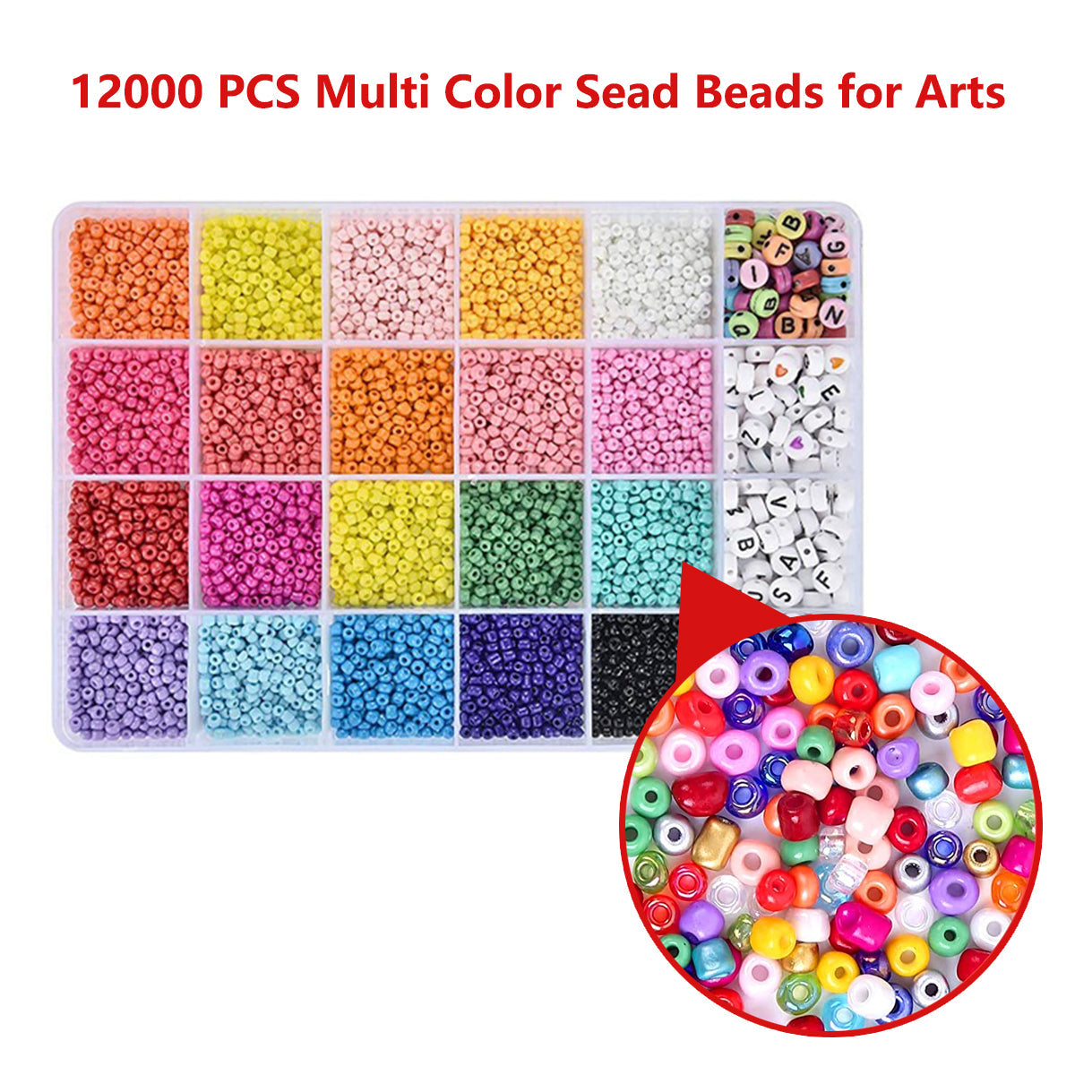 24 Grids Candy Color Diy Handmade Beads with Square Letter Beads for Jewelry Making, Necklaces, Bracelets (1200pcs)