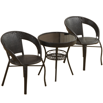 58cm Rattan Chair Three Piece Set Outdoor Balcony Table Chair Small Tea Table Combination Outdoor Courtyard Living Room Furniture