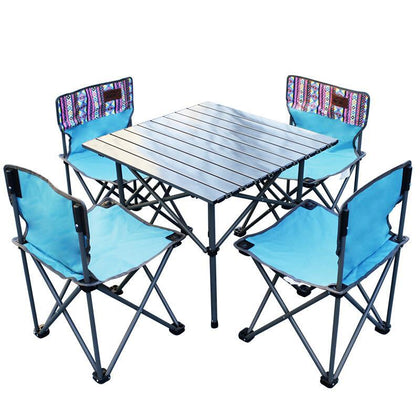 Портативный стол и стул для улицы, набор из пяти предметов, пикник, отдых, барбекю, складной большой стол из алюминиевого сплава, набор из четырех стульев