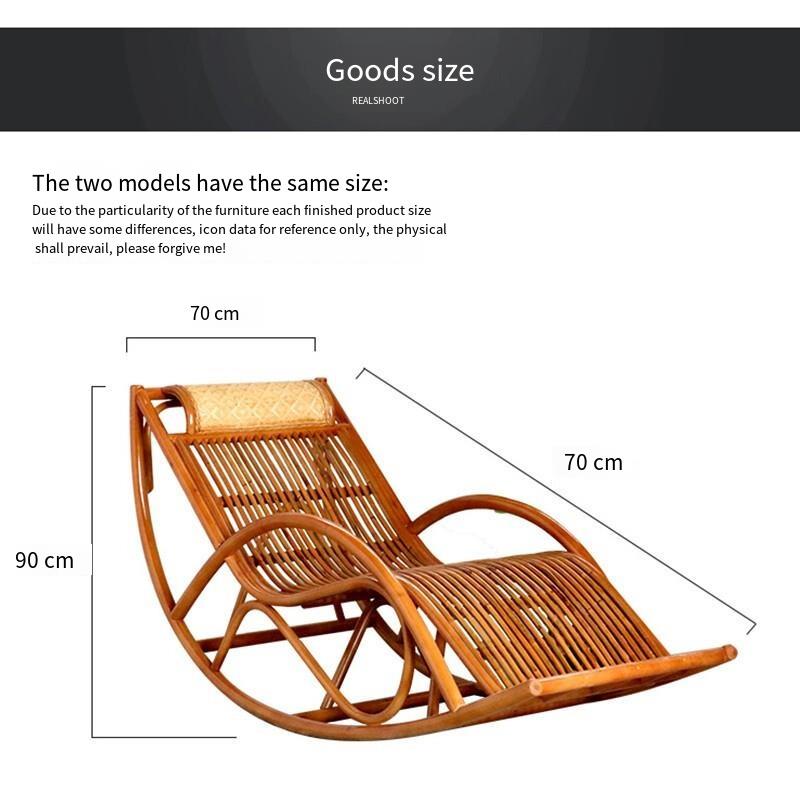 Rattan Chair Rocking Adult Leisure Reclining Lunch Break Lazy Family Balcony Outdoor Nap Rocking Cool Chair Natural Hand Tea Table Ventilation Vertical Clause (grapefruit Black)