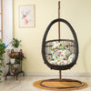 Hanging Chair Basket Rattan Balcony Bassinet Chair Indoor Single Swing Chair Upgrade Bold Imitation Wood Grain Color With Cushion Carpet