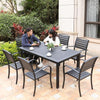 Outdoor Terrace Garden Table And Chair Balcony Aluminum Alloy Furniture Leisure Combination 6 + 1 [with 160cm Aluminum Alloy Three Horizontal Mosaic Table]