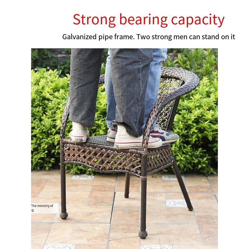 Rattan Chair Tea Table Three Piece Set Balcony Household Leisure Weaving Small Outdoor Cafe Dining Table And Chair Combination 65 Integrated Square Table + 2 Chairs (special Price)