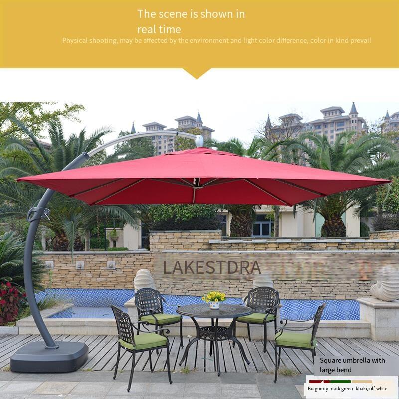 Outdoor Sunshade Columbus Big Bent Umbrella Villa Hotel Garden Big Sun 3.5 * 3.5 Rice Wine Red