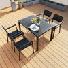 Outdoor Table And Chair Courtyard Plastic Wood Balcony Combination Antiseptic Wood Garden Furniture Coffee 4 Vertical Pattern Chair + 1.2m Long Table
