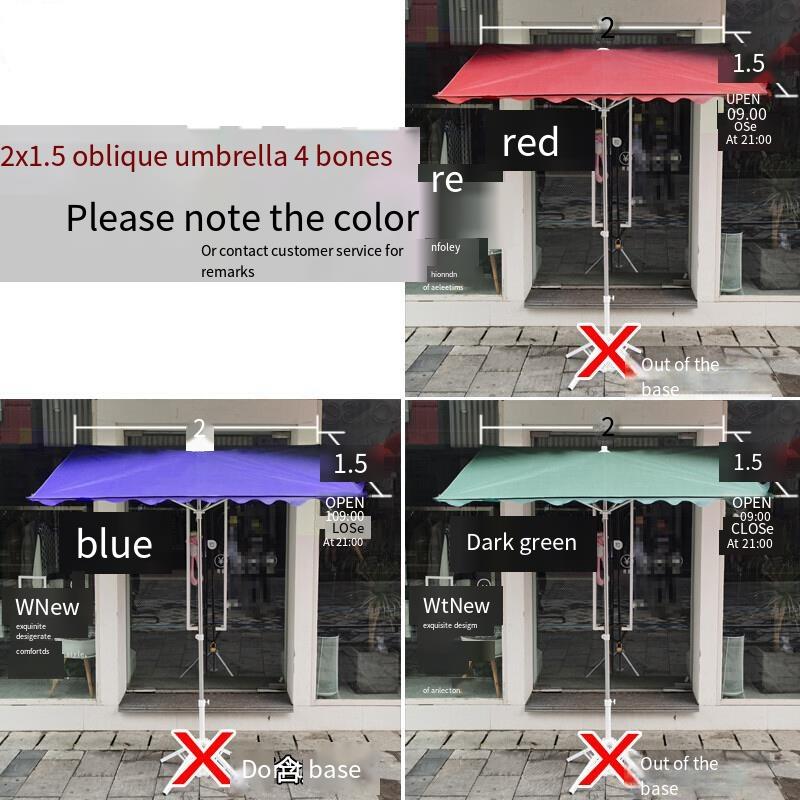 Outdoor Sunshade Courtyard Umbrella Large Size Stall Super Large Size Sunshade Outdoor Stall Square Folding Rain Proof Slope Umbrella Canopy Shop Commercial Thickened (inclined Umbrella) 2x1.5 Extra Thick 4 Bone (color Note)