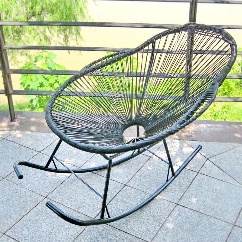 Color Rocking Chair Imitation Rattan Weaving Iron Craft Watch TV Play Mobile Phone Leisure Reclining Chair Standard Version Color (without Sleeping Mat)